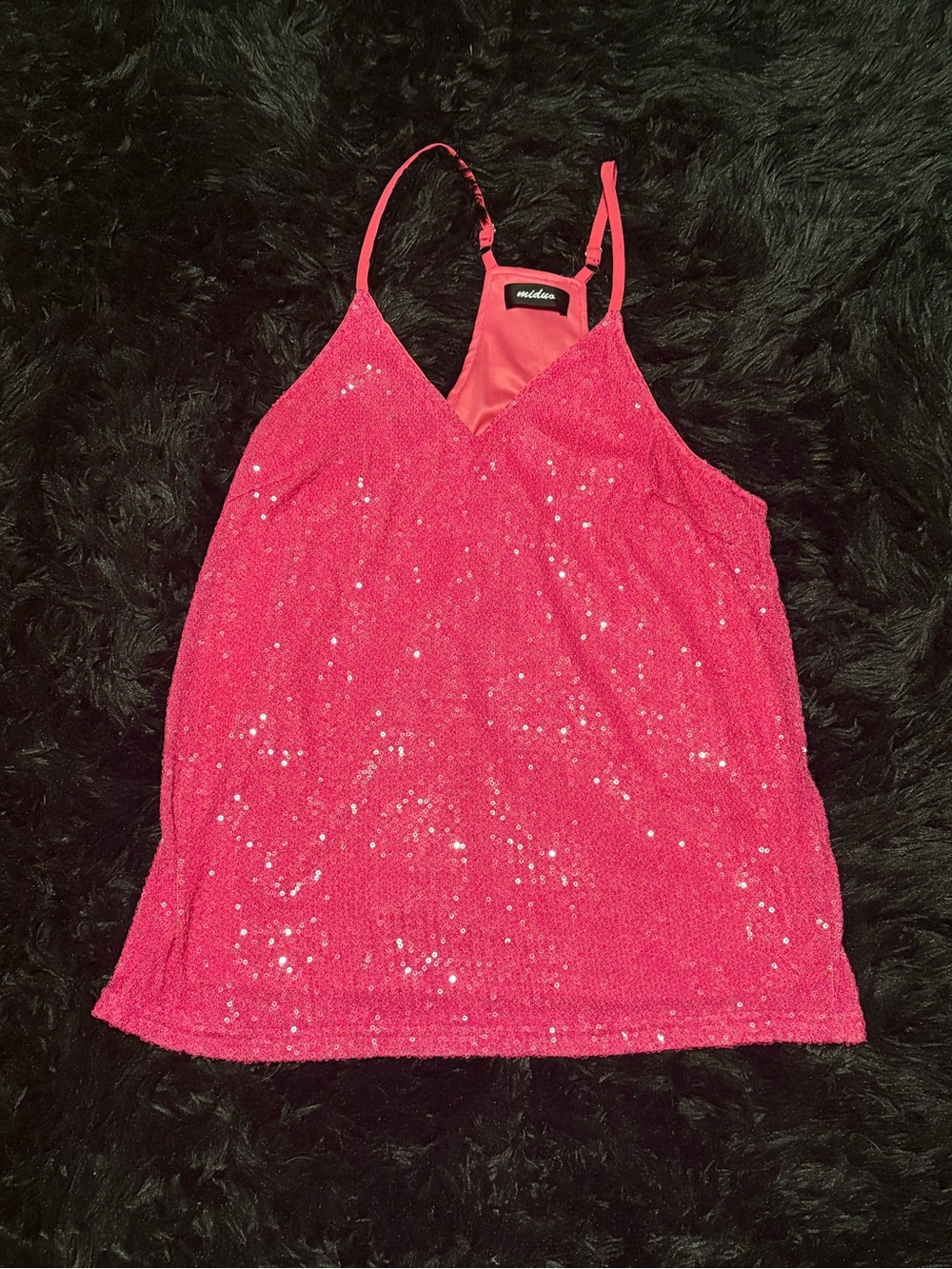 Hot Pink Sequin Cami Racerback Tank Top